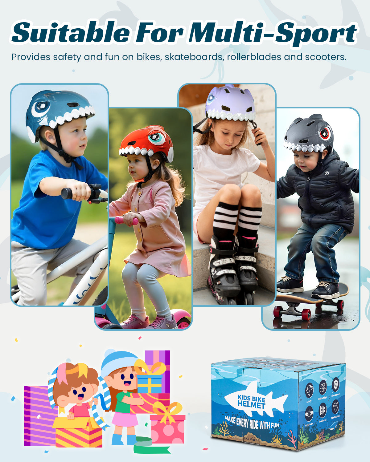 FUNWICT Bike Helmet for Kids 3-8 Years Boys Girls Breathable Lightweight Children Bicycle Helmet for Toddler Cycling Skating Scooter Skateboard