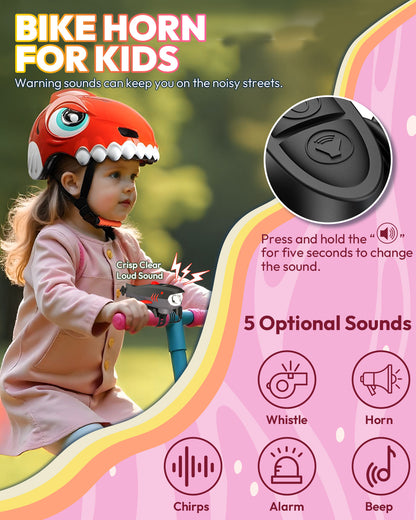 Bike Horn for Kids with Light 2-in-1 Rechargable Electric Bicycle Horn