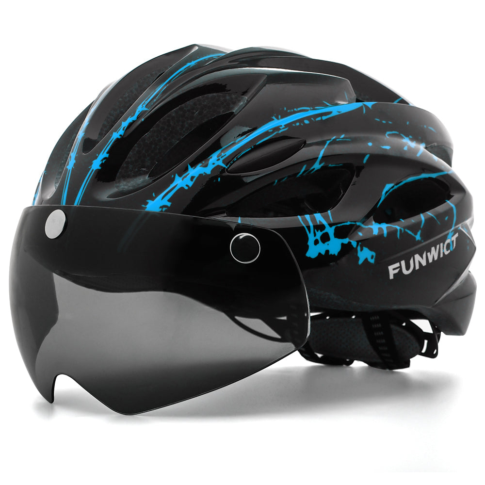FUNWICT Bicycle Helmet with Light and Magnetic Goggles Lightweight Bike Helmet for Adult Men Women