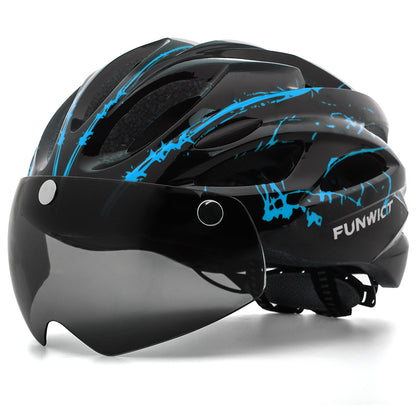 FUNWICT Bicycle Helmet with Light and Magnetic Goggles Lightweight Bike Helmet for Adult Men Women