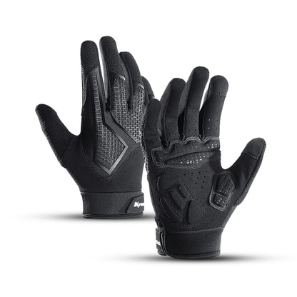 Full Finger SBR Shockproof Cycling Gloves Breathable All Black Edition