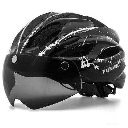 FUNWICT Bicycle Helmet with Light and Magnetic Goggles Lightweight Bike Helmet for Adult Men Women