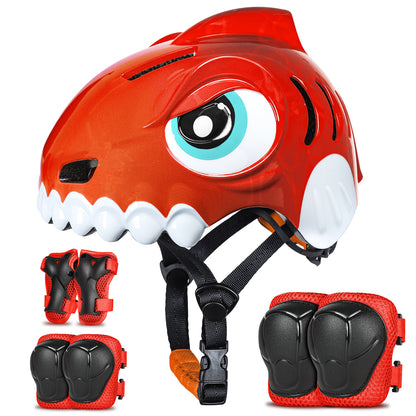 FUNWICT Kids Bike Helmet Boys Girls Bicycle Helmet for Kids 3-5-8 Breathable Adjustable Lightweight Kids Helmet and Pads Set for Cycling Skating Scooter Skateboard