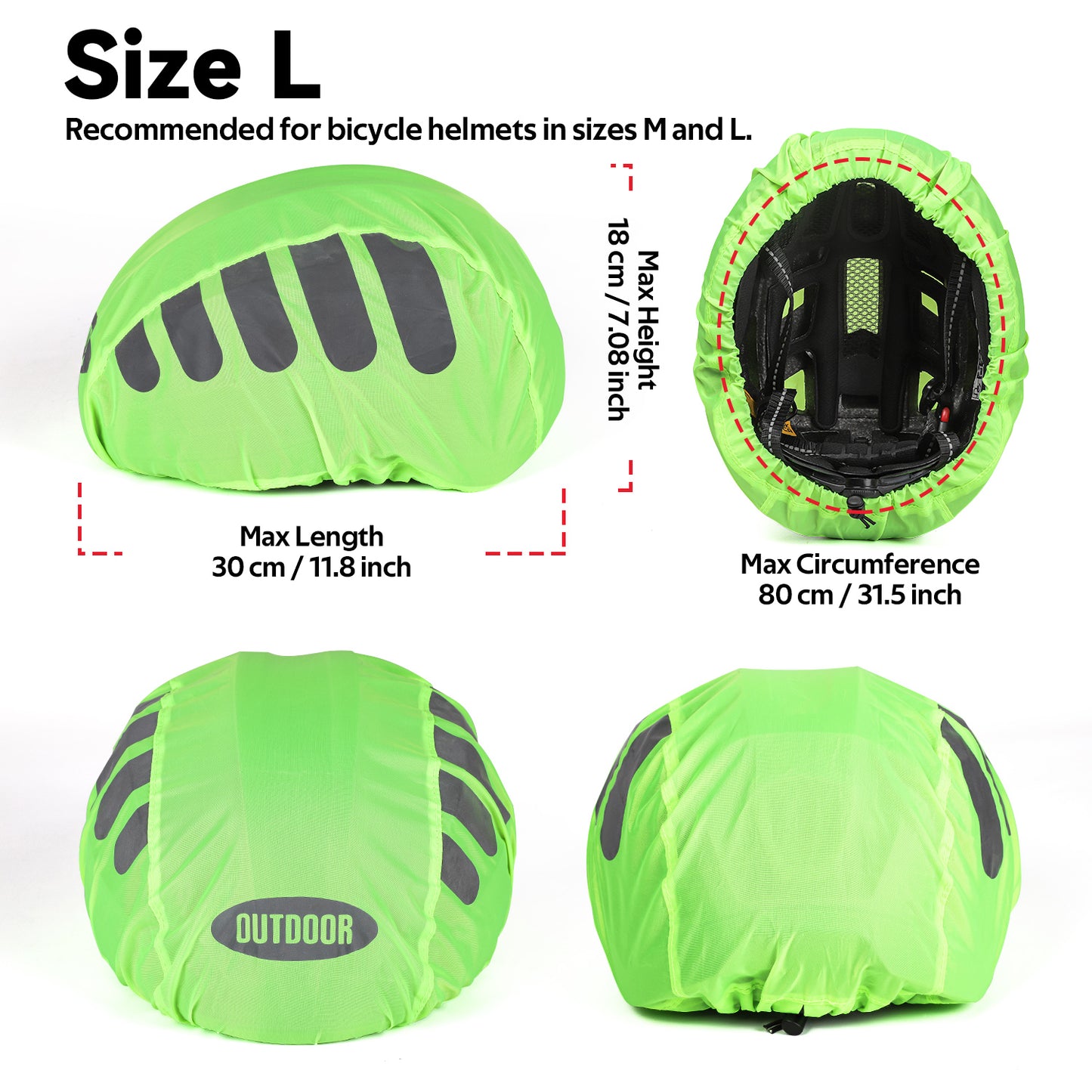 Bicycle Helmet Rain Cover w/ Reflectors and Elastic Drawstring