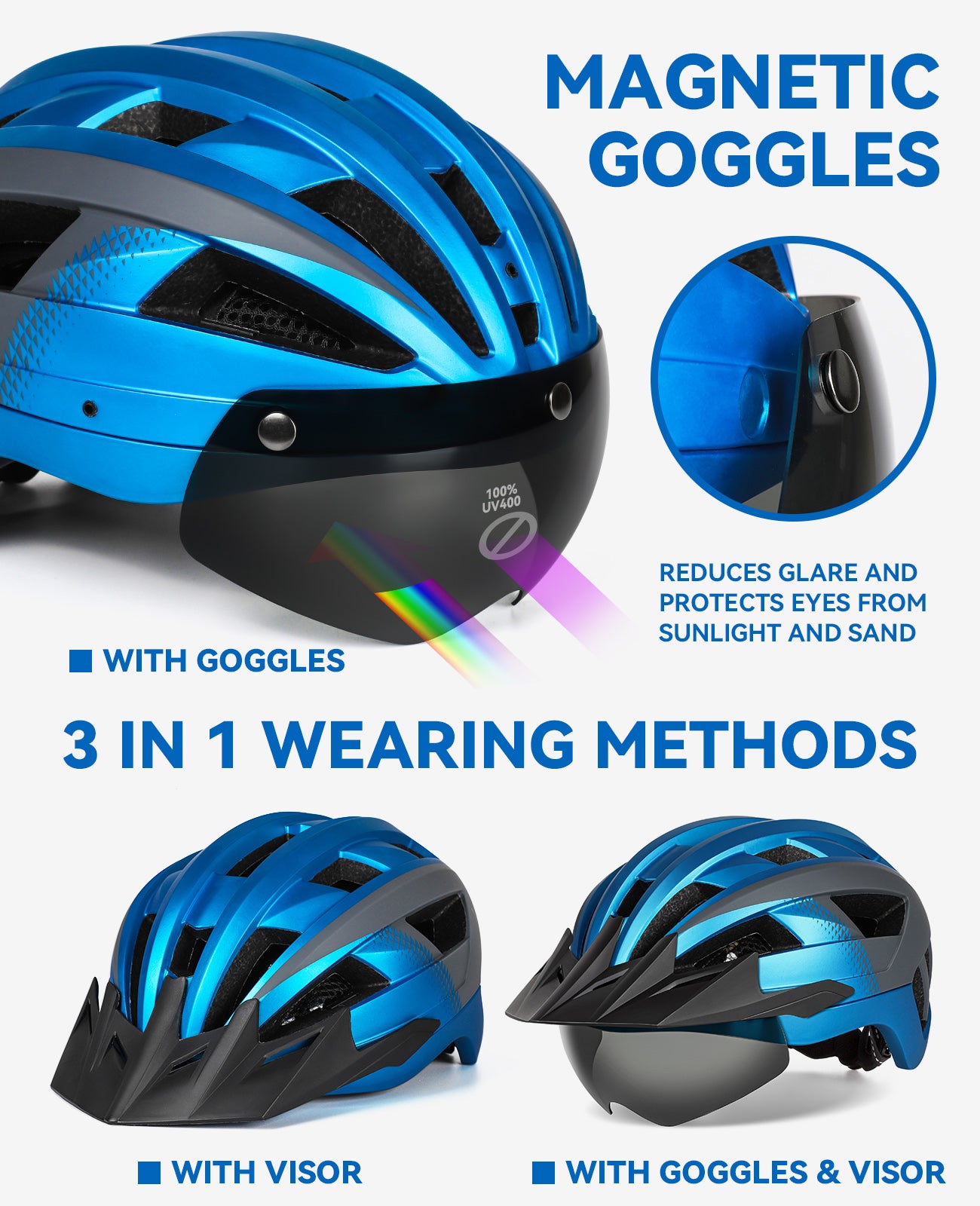 Goggle & Visor Bike Helmet for Men Women Adult MTB