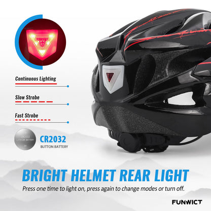 FUNWICT Bicycle Helmet with Light and Magnetic Goggles Lightweight Bike Helmet for Adult Men Women