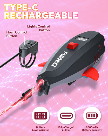 Bike Horn for Kids with Light 2-in-1 Rechargable Electric Bicycle Horn