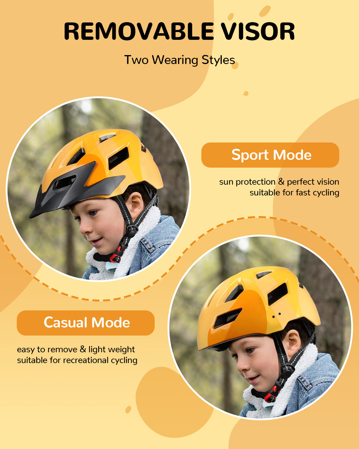 Colorful Kids Bike Helmet w/ Sun Visor