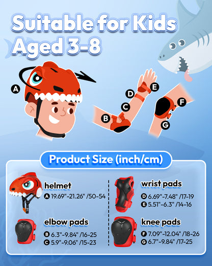 FUNWICT Kids Bike Helmet Boys Girls Bicycle Helmet for Kids 3-5-8 Breathable Adjustable Lightweight Kids Helmet and Pads Set for Cycling Skating Scooter Skateboard