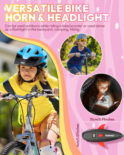 Bike Horn for Kids with Light 2-in-1 Rechargable Electric Bicycle Horn
