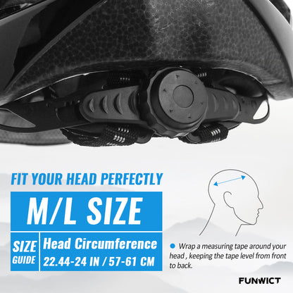 FUNWICT Bicycle Helmet with Light and Magnetic Goggles Lightweight Bike Helmet for Adult Men Women