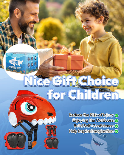 FUNWICT Kids Bike Helmet Boys Girls Bicycle Helmet for Kids 3-5-8 Breathable Adjustable Lightweight Kids Helmet and Pads Set for Cycling Skating Scooter Skateboard