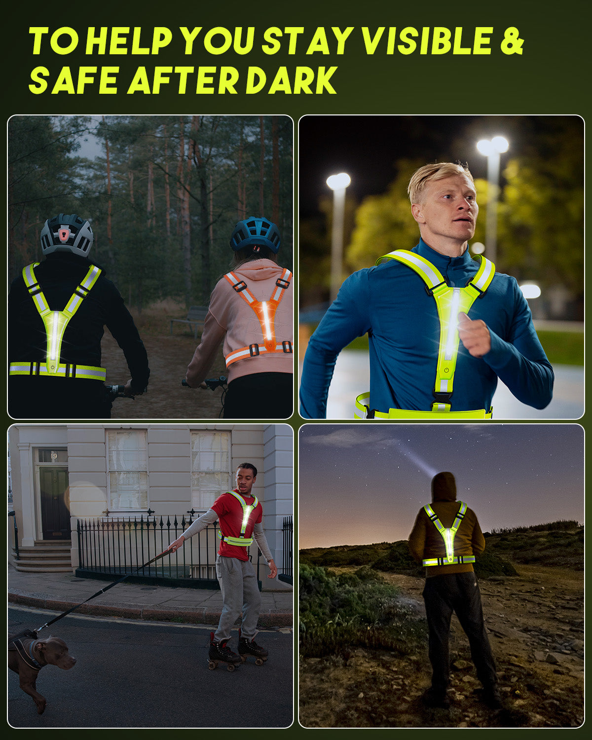 LED Reflective Vest Running Rechargeable High Visibility Safety Vest