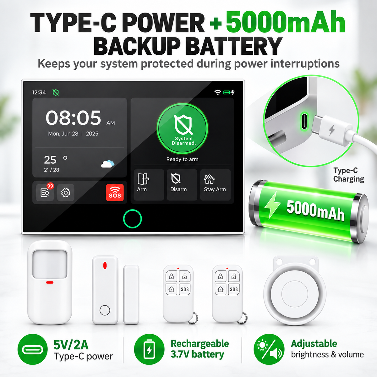 7-Inch Smart Home Security Alarm System,