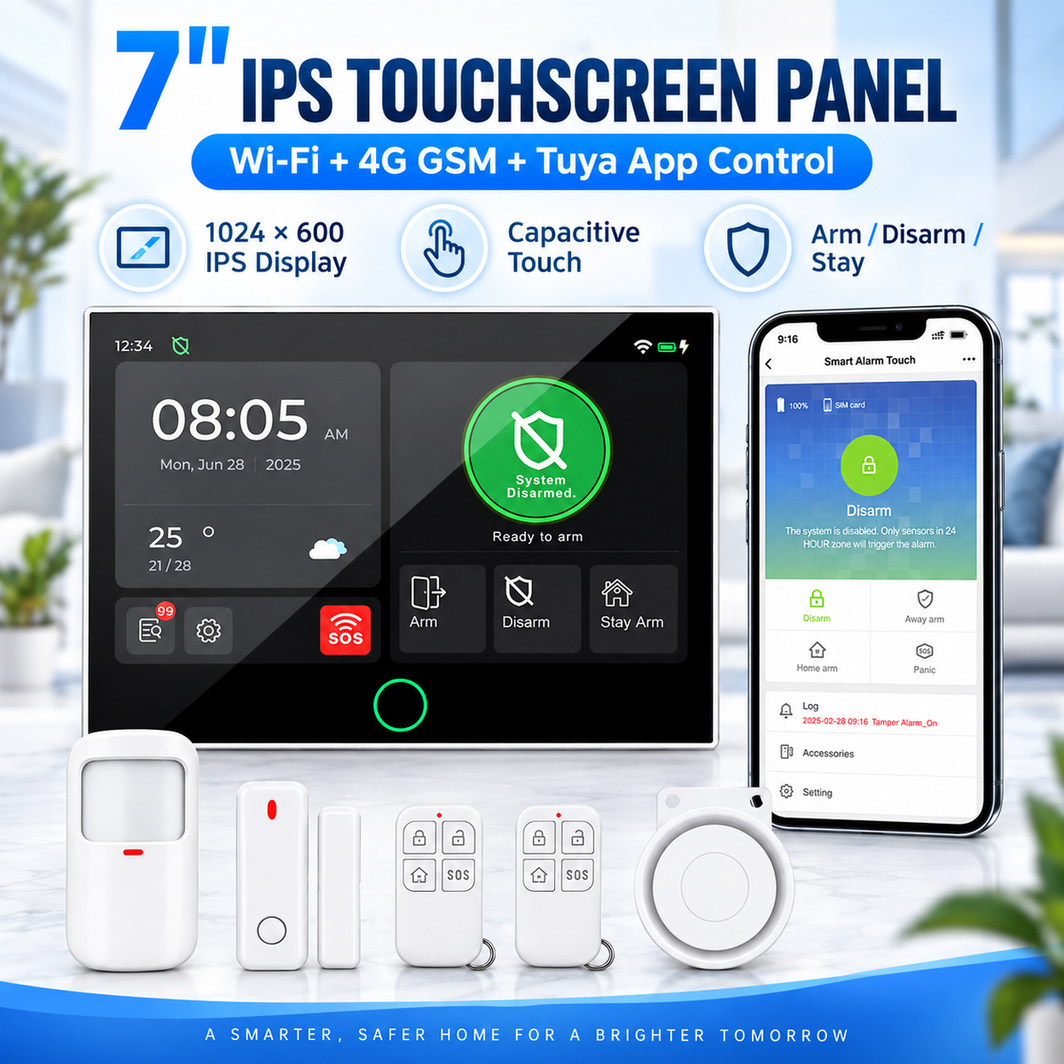 7-Inch Smart Home Security Alarm System,