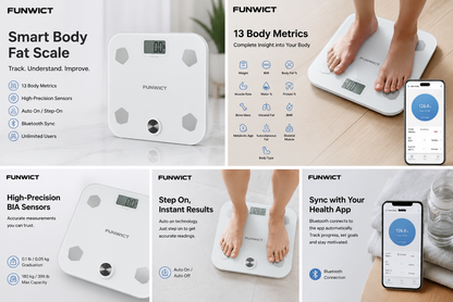 FUNWICT Smart Body Fat Scale | 13 Body Metrics & Bluetooth