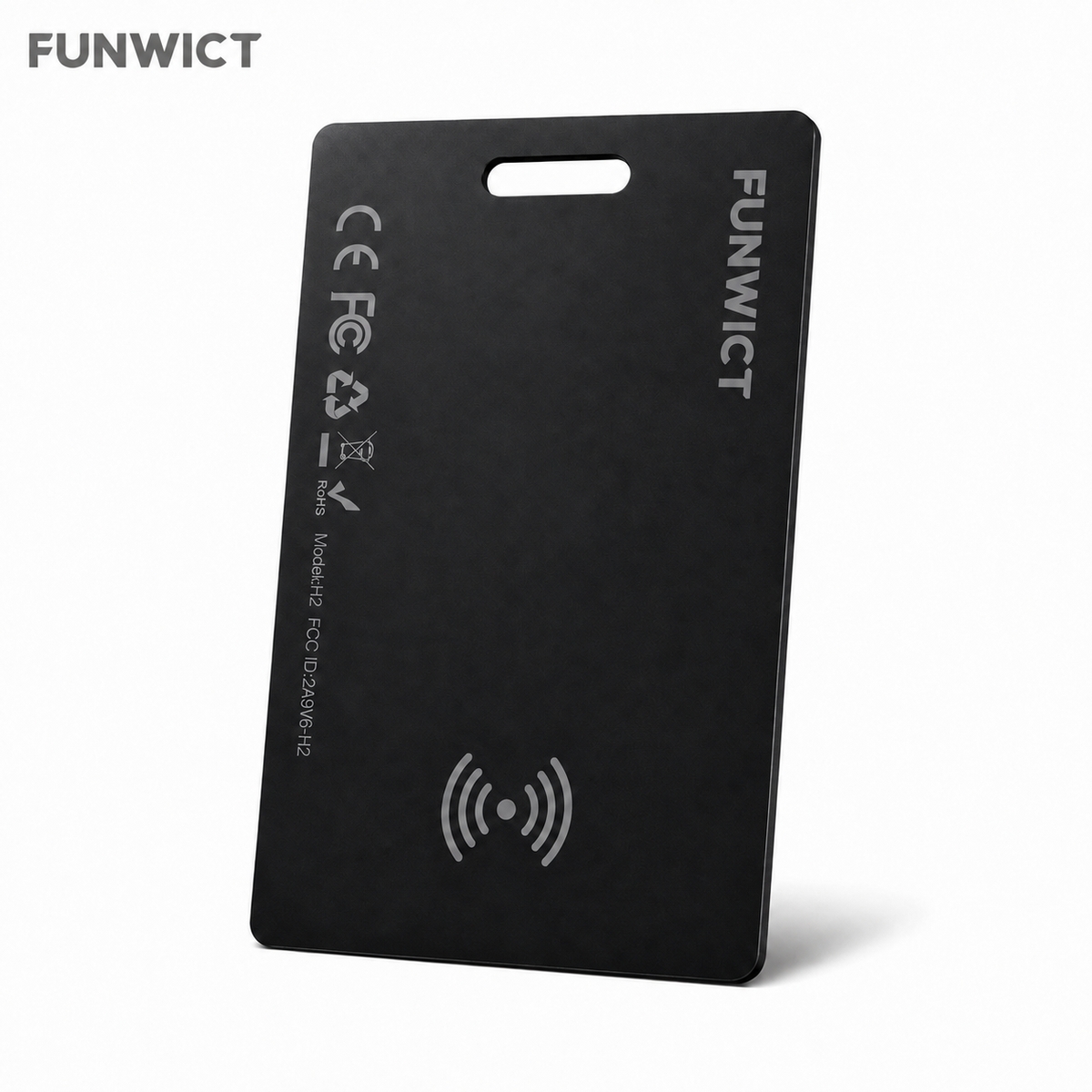 FUNWICT Smart Tracker Card, Ultra-Slim Bluetooth Item Finder for Wallet, Passport & Luggage, Wireless Rechargeable, Built-In Buzzer, Compatible with Apple & Android Find Networks