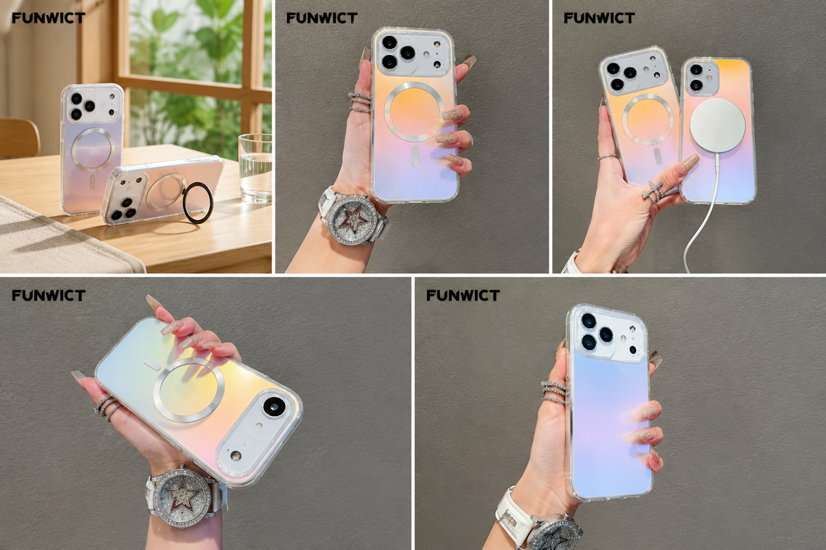 FUNWICT Magnetic Ring Stand Case for iPhone 17 Pro Max