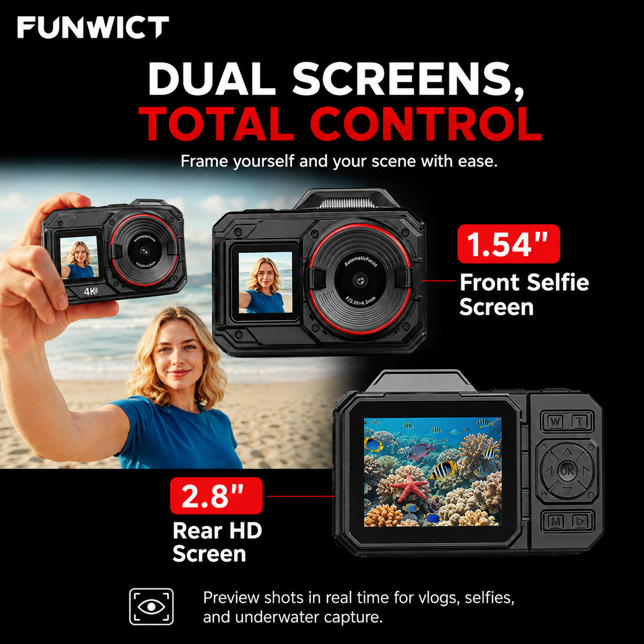 FUNWICT 4K Waterproof Digital Camera
