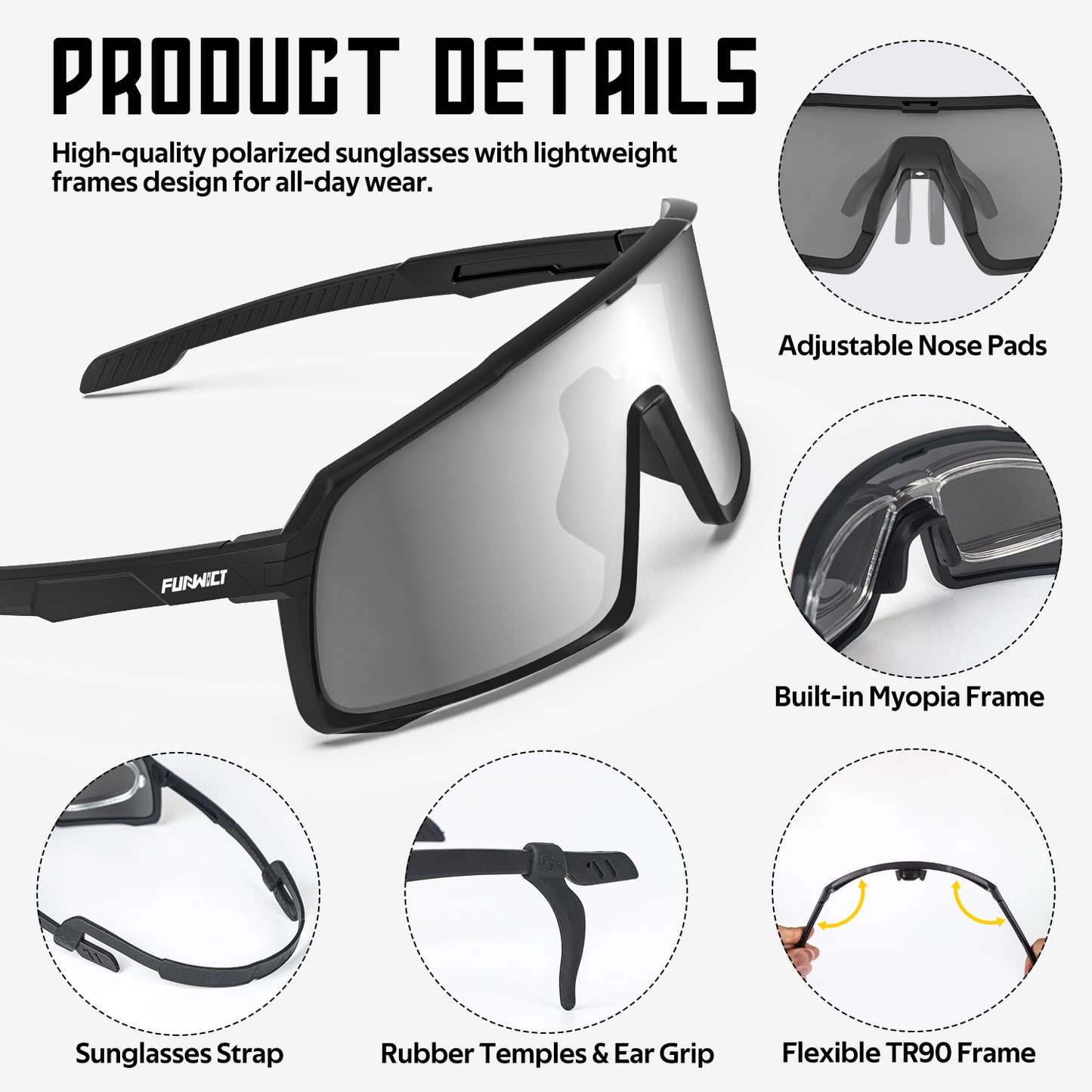 Polarized Cycling Glasses for Youth & Adult Baseball Riding Hiking