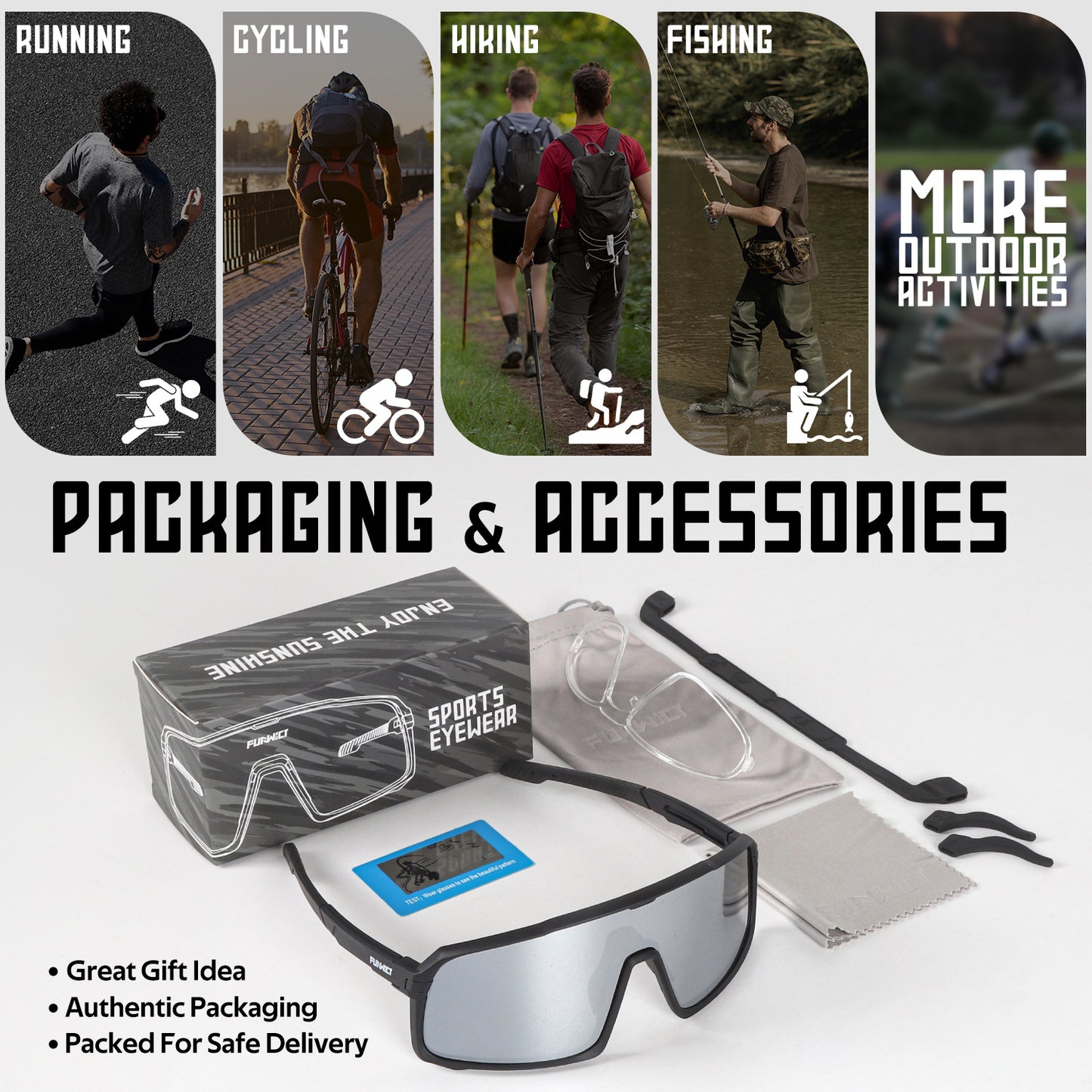 Polarized Cycling Glasses for Youth & Adult Baseball Riding Hiking