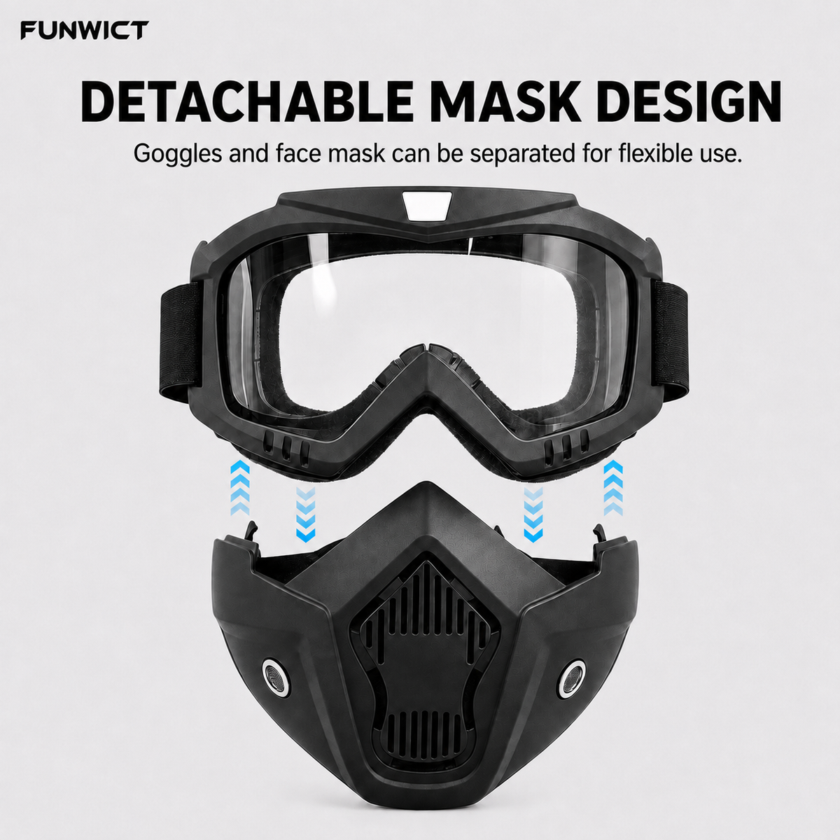 FUNWICT Detachable Goggles Face Mask