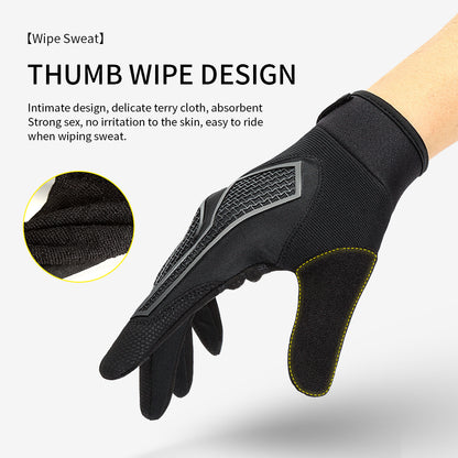 Full Finger SBR Shockproof Cycling Gloves Breathable All Black Edition