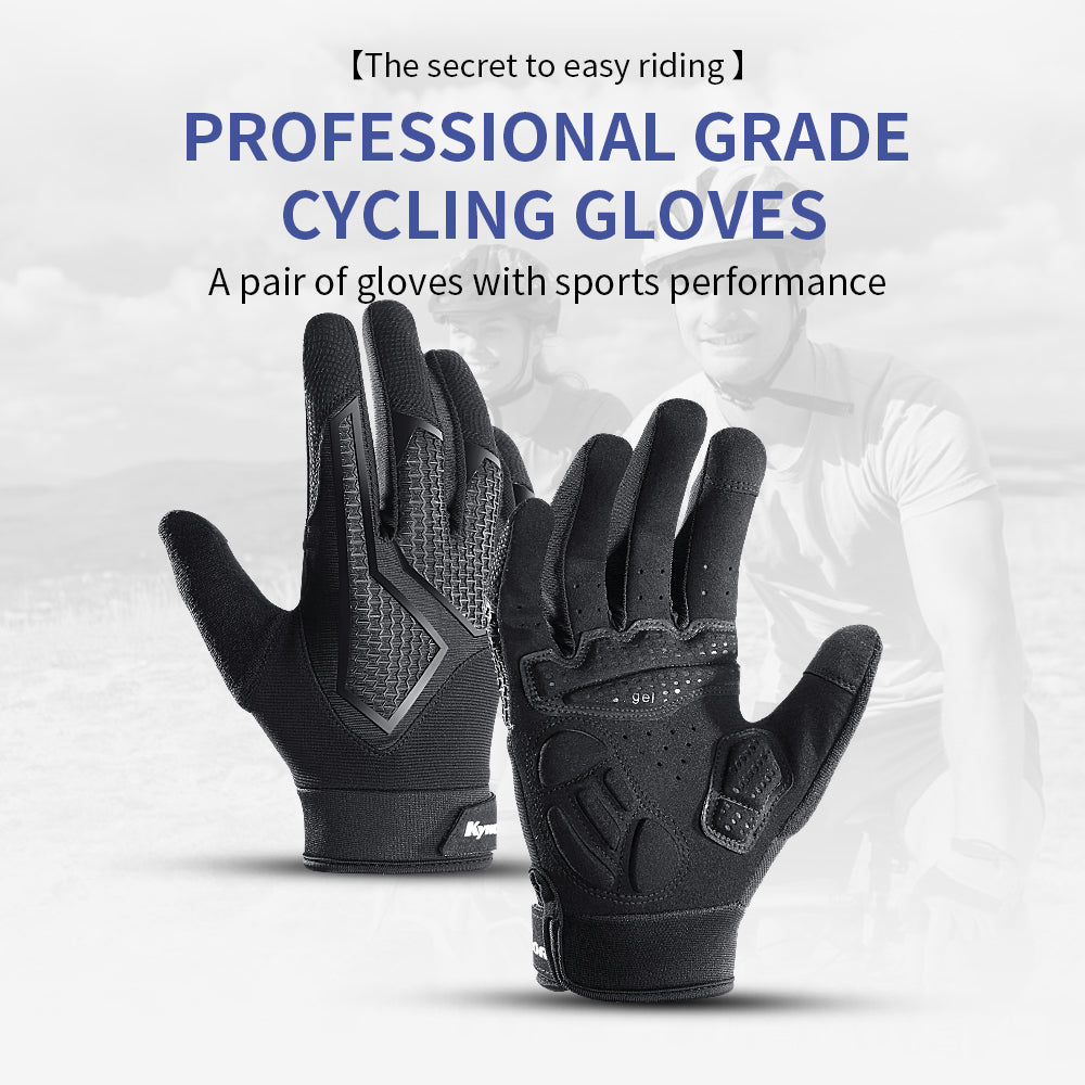 Full Finger SBR Shockproof Cycling Gloves Breathable All Black Edition