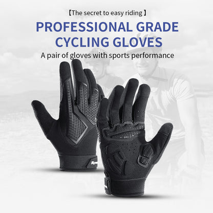 Full Finger SBR Shockproof Cycling Gloves Breathable All Black Edition