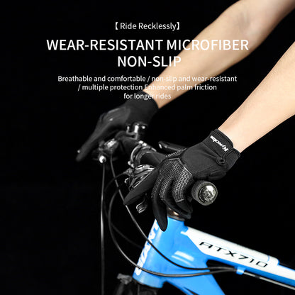 Full Finger SBR Shockproof Cycling Gloves Breathable All Black Edition
