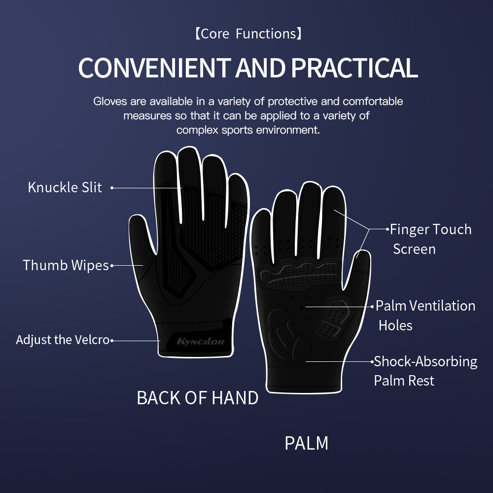 Full Finger SBR Shockproof Cycling Gloves Breathable All Black Edition