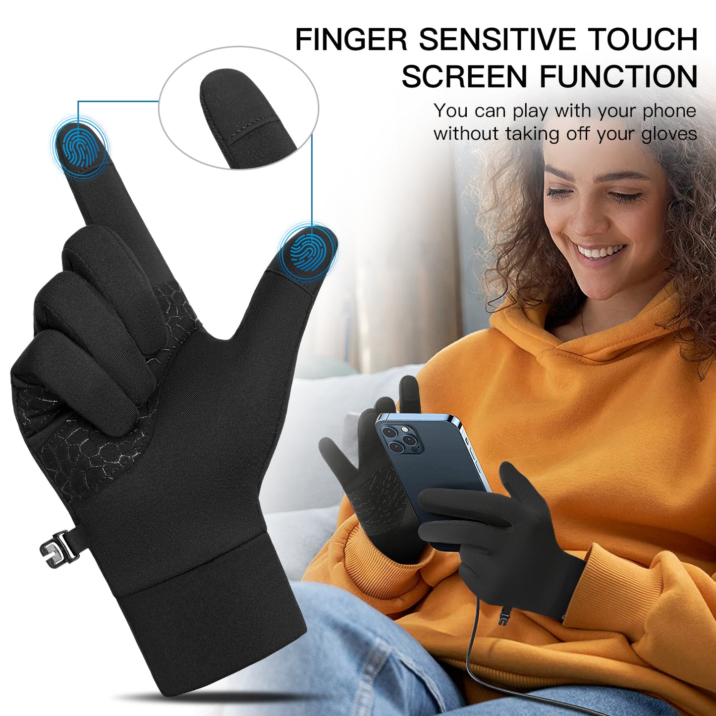 Full Finger Winter Gloves Warm MAX for Running,Cycling & Driving