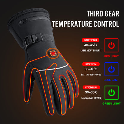 Outdoors Electrically Heated Winter Gloves Temperature-Controlled Rechargeable Heat Gloves