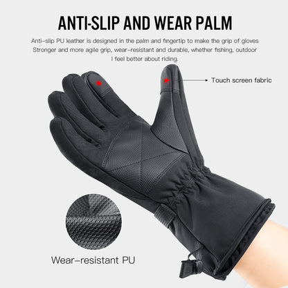 Outdoors Electrically Heated Winter Gloves Temperature-Controlled Rechargeable Heat Gloves