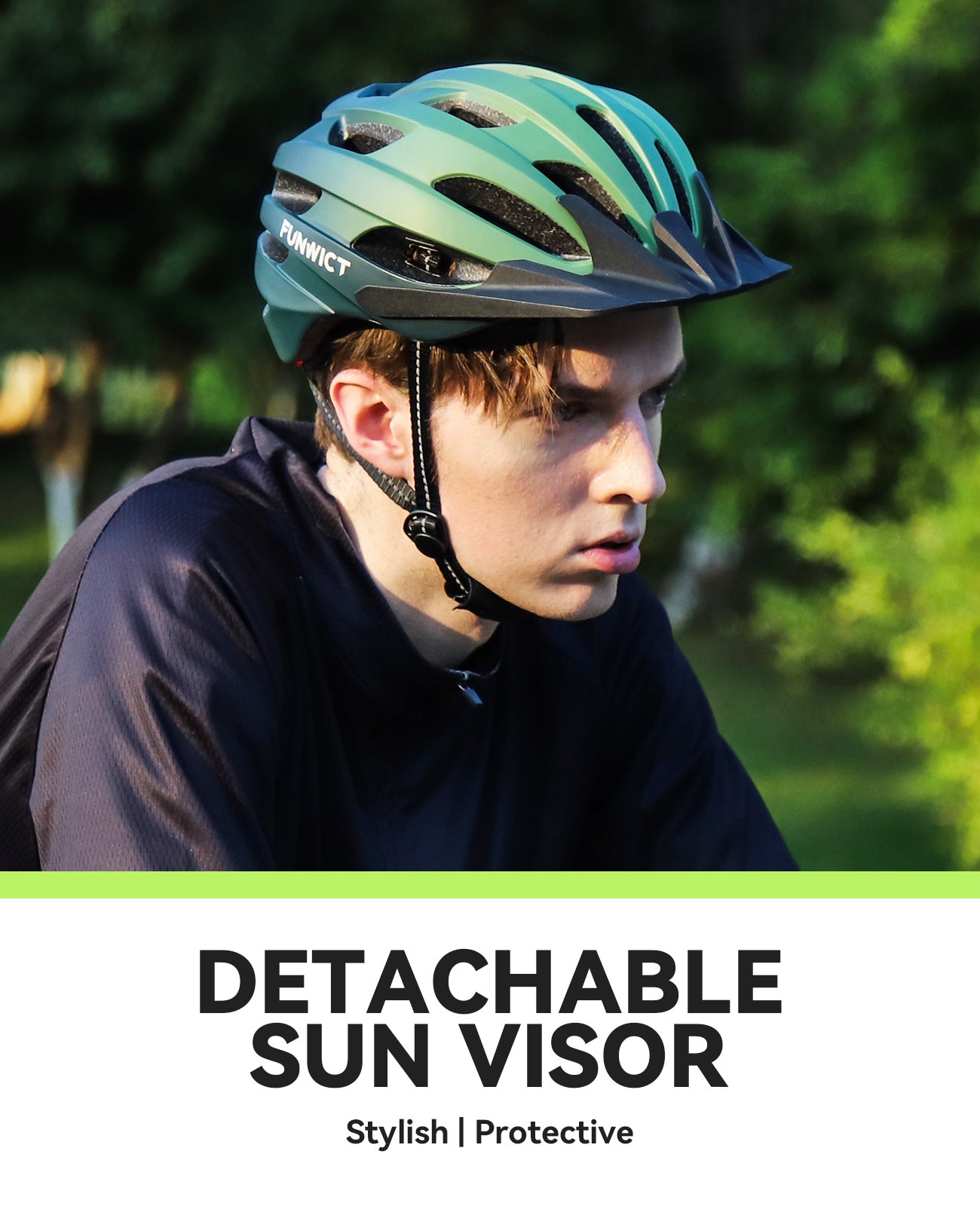 Adult Mountain Bike Helmet for Men/Women with Detachable Sun Visor