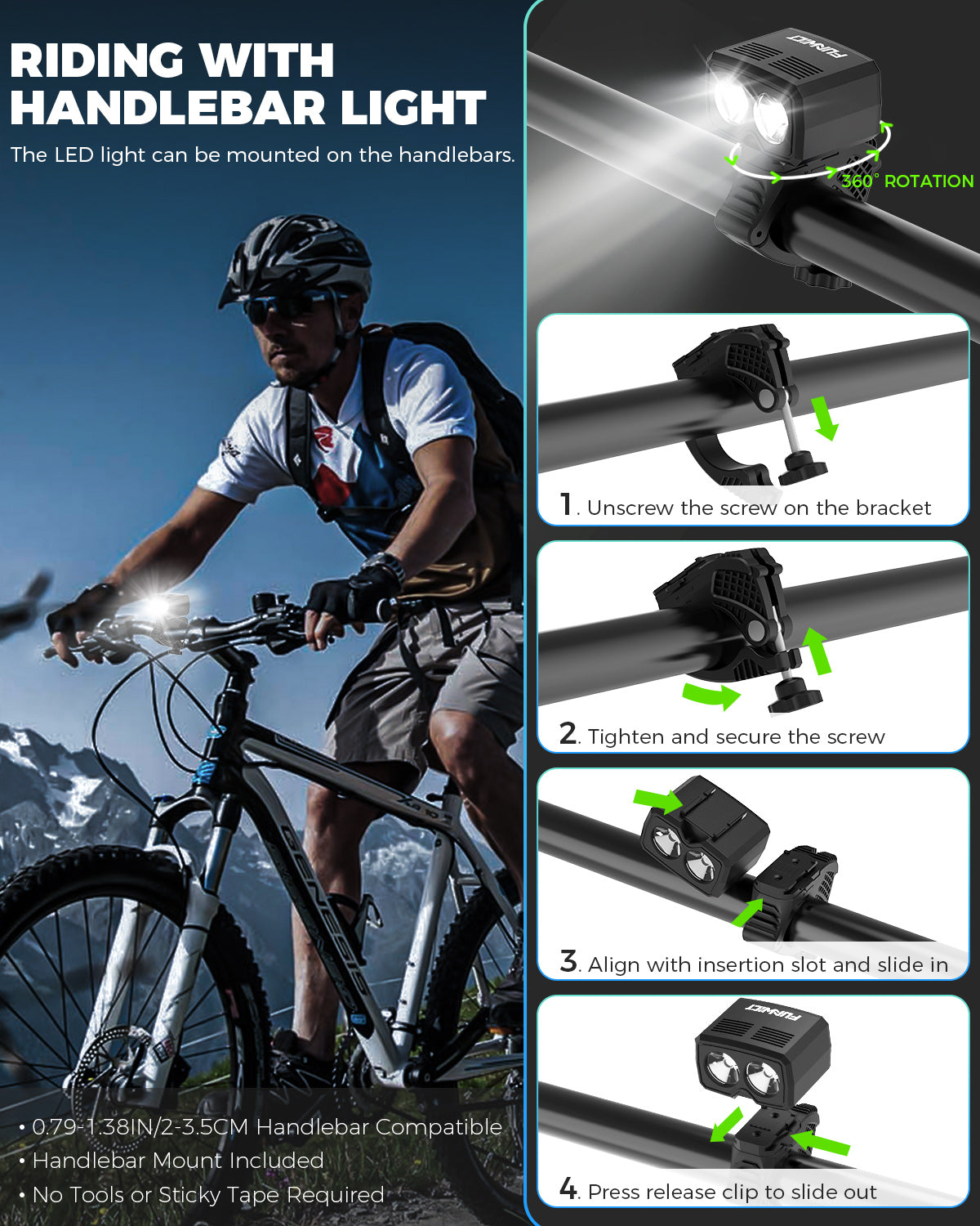 Bicycle Light USB Rechargeable Front Light For Bike Helmets & Handlebar