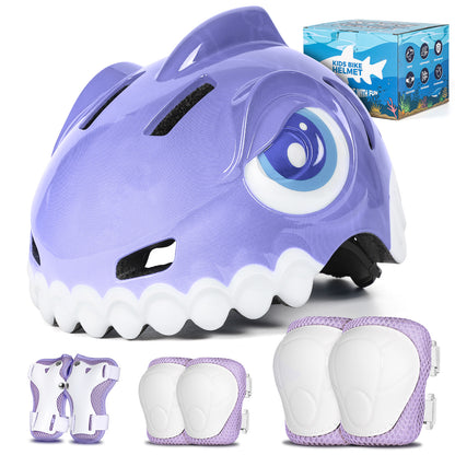 FUNWICT Kids Bike Helmet Boys Girls Bicycle Helmet for Kids 3-5-8 Breathable Adjustable Lightweight Kids Helmet and Pads Set for Cycling Skating Scooter Skateboard