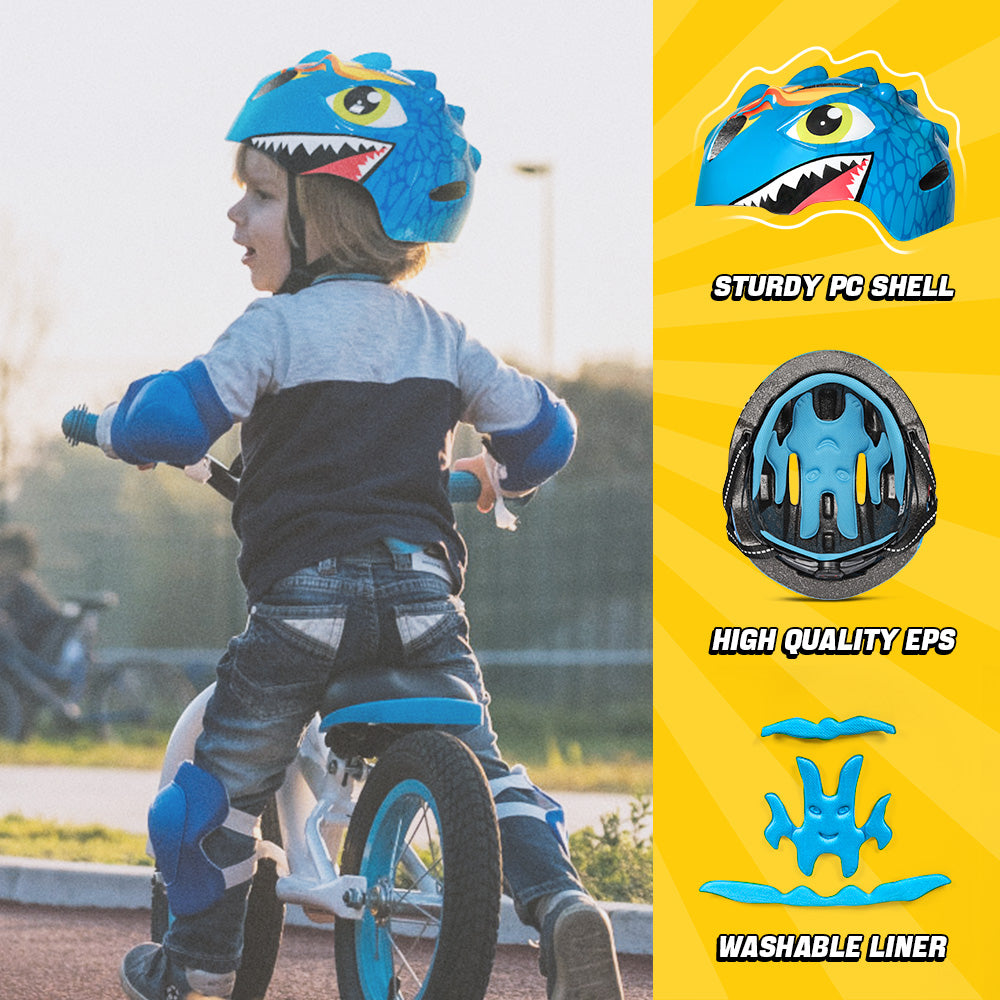 Kids Bike Helmet Dinosaur Children 3-8+ Cycling Toddler Scooter Helmet