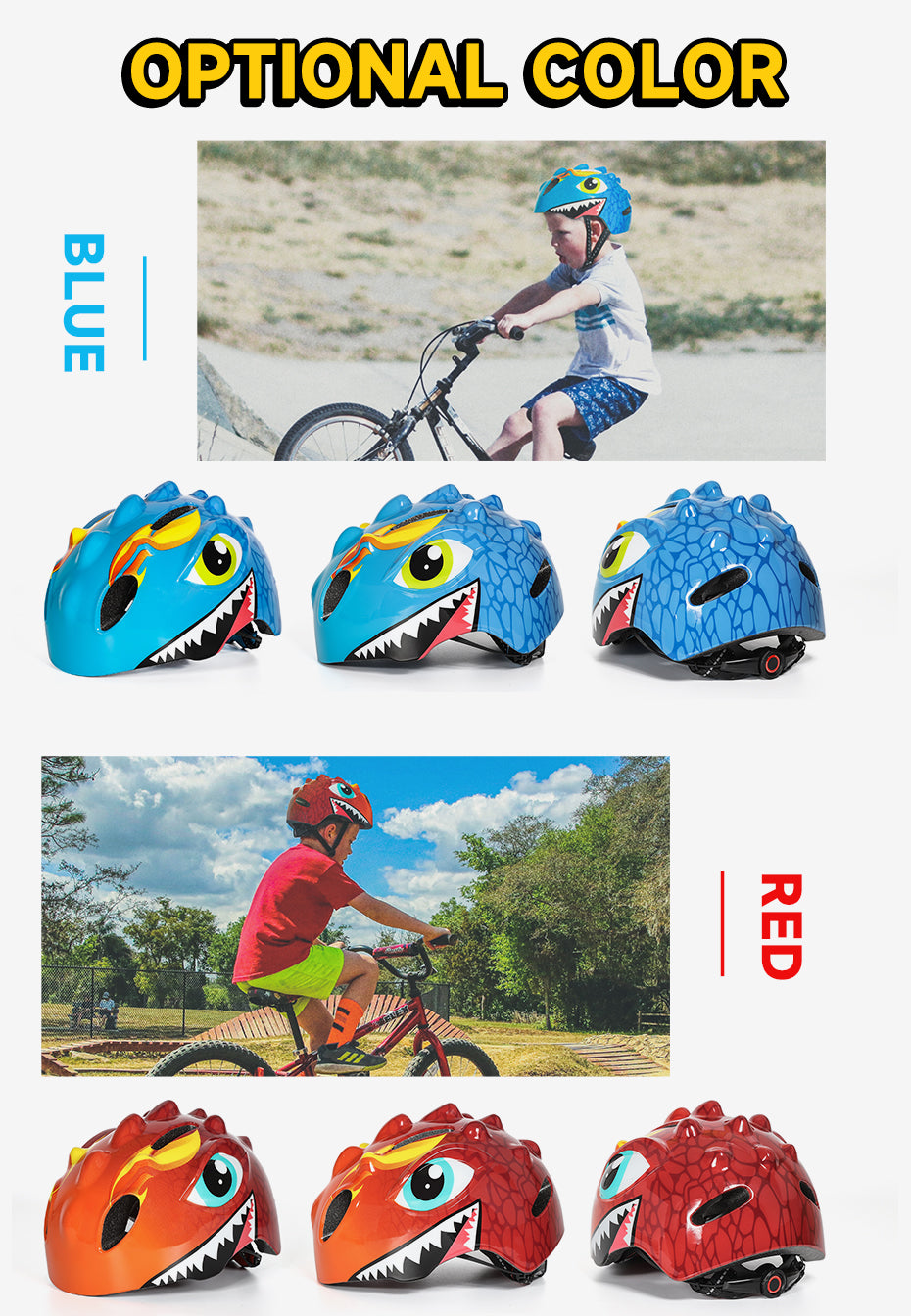 Kids Bike Helmet Dinosaur Children 3-8+ Cycling Toddler Scooter Helmet